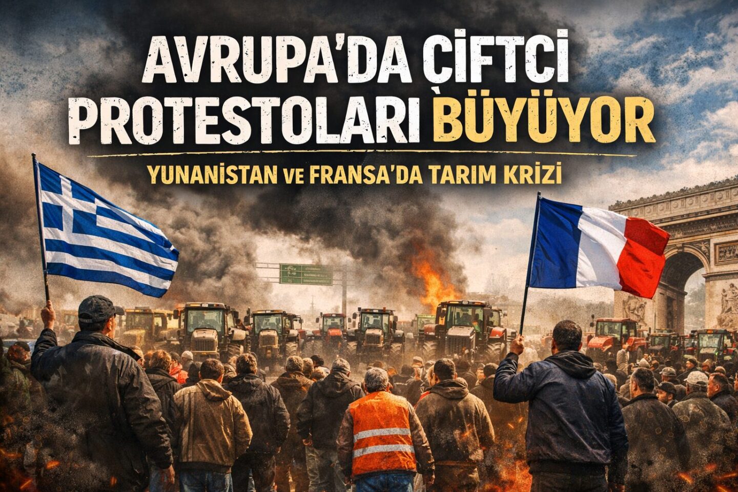 Avrupa’da çiftçi protestoları büyüyor, Yunanistan ve Fransa’da tarım krizi derinleşiyor. Çiftçiler traktörleriyle yolları kapattı.